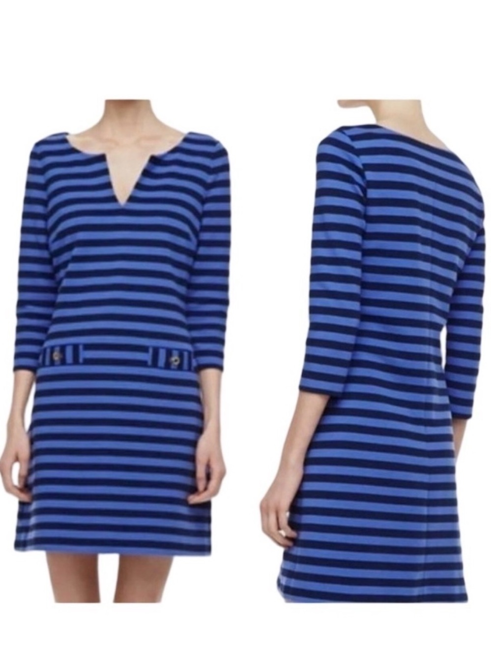 Lilly Pulitzer Charlene Shift Dress Purple/Black Stripe size Large. - Picture 2 of 7